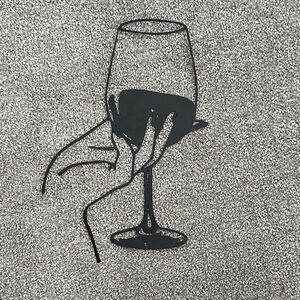Metal Wine Glass Wall Art - Black